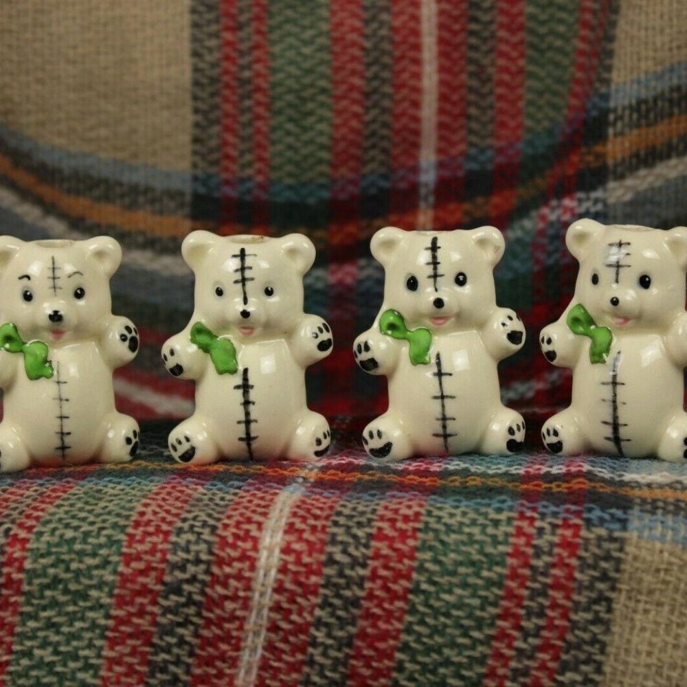 Ceramic Teddy Bear Curtain Pulls Set of Four